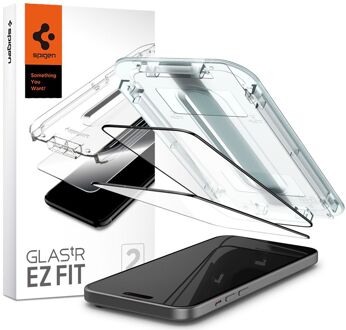 Screenprotector geschikt voor iPhone 15 Pro Max - Tempered Glas met Montage 2 stuks - Zwart