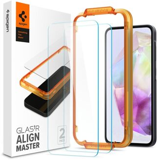 Screenprotector geschikt voor Samsung Galaxy A35 - Tempered Glas met Montage 2 stuks - Transparant