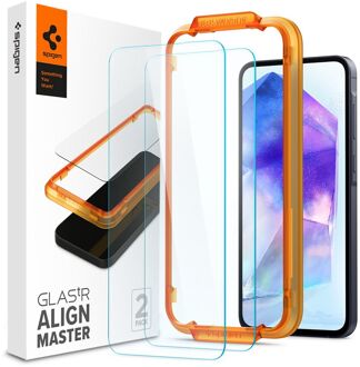 Screenprotector geschikt voor Samsung Galaxy A55 - Tempered Glas met Montage 2 stuks - Transparant