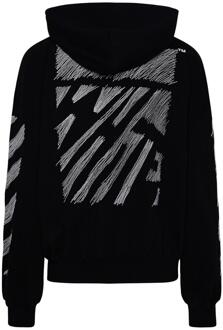 Scribble Diag Boxy Black Oversized Hoodie Zwart