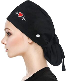 Scrub Cap Met Knoppen Bouffant Hoed Met Zweetband Voor Dames En Heren