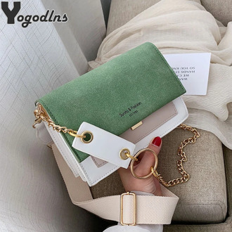 Scrub Leather Contrast Color Crossbody Bags For Women 2020 Chain Messenger Shoulder Bag Ladies Travel Purses Crossbody Handbags