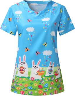 Scrubs Vrouwen Uniform Korte Mouwen V-hals Tops Werken Uniform Cartoon Print Blouse Verpleegkundige Accessoires Медицинская Одежда A50