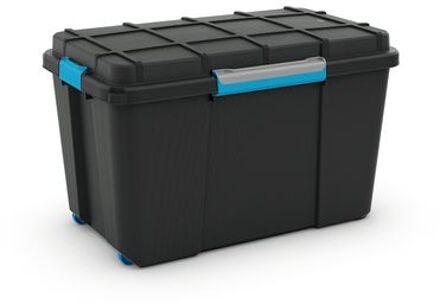 Scuba box XL- 110L - zwart/blauwe clips