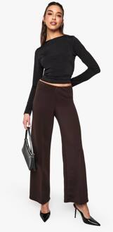 Scuba Pintuck Broek Met Rechte Pijpen, Chocolate - 38