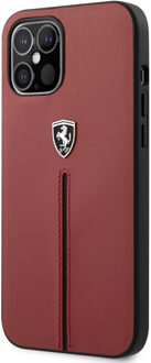 Scuderia - Lederen backcover hoes - iPhone 12 Pro Max - Rood + Lunso Tempered Glass