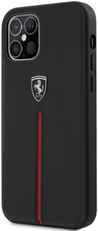 Scuderia - Lederen backcover hoes - iPhone 12 Pro Max - Zwart + Lunso Tempered Glass