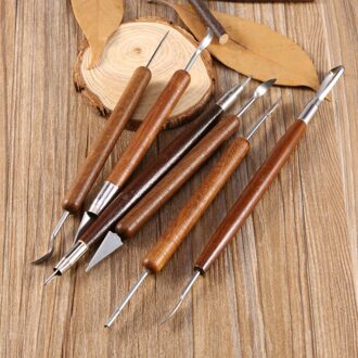 Sculpting Tool Aardewerk Gereedschap Hout 6Pcs Handvat Aardewerk Set Wax Carving Sculpt Smoothing Polymeer Shapers Aardewerk Klei Keramische Tool