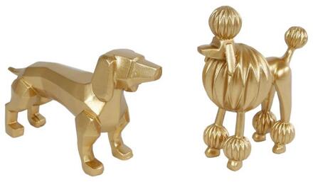 Sculptuur ""Dog Kiki"" goud a2 polystone 12x3,8x6,2cm Goudkleurig