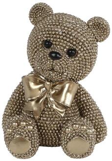 Sculptuur Teddybeer goud glitter 13cm