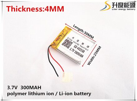 [SD] 402530 3.7 V, 300 mAH, [352530] lithium Polymeer ion/Li-Ion batterij voor SPEELGOED, POWER BANK, GPS, mp3, mp4, mobiele telefoon, luidspreker
