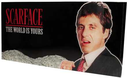 SD Toys Scarface Glass Poster The World Is Yours (Black Background) 60 x 30 cm