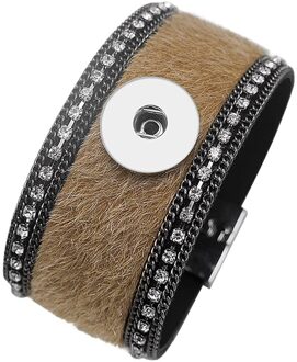 SE0205 Mode Strass Paard Haar mult-kleur Lederen Armband snap bangle Magneet gesp fit 18mm drukknoop snap sieraden bruin