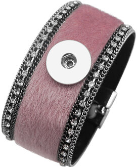 SE0205 Mode Strass Paard Haar mult-kleur Lederen Armband snap bangle Magneet gesp fit 18mm drukknoop snap sieraden rood