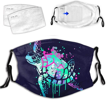 Sea Turtle Print Adult Mask With 2Pcs Filters Washable Face Mask Breathable Mouth Cover Reusable Protective Mouth Mask masques