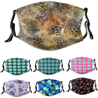 Sea Turtles Print Adult Mask With 2Pcs Filters Washable Face Mask Protective Mask Breathable Mouth Caps Reusable Face Mask