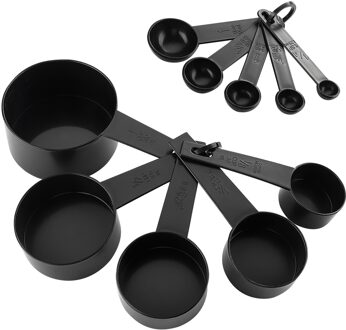 Seacreating Maatbekers En Lepels Set Van 10 Stuks Nestelen Maatregel Cups Voor Droge En Vloeibare Ingrediënt Bakken Accessoires zwart