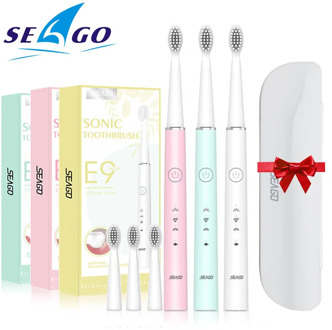 Seago 2020 New Version Ultrasonic Electric Toothbrush 40000 Strokes/Min IPX7 Waterproof USB Rechargeable Brush With Gift Box