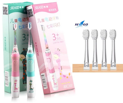 SEAGO 3-12 years old Hot Sell Children Cartoon Pattern Electric Toothbrush Double-sided Teeth Tooth Brush Heads For Kids
