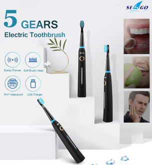 Seago 5gear Ultra Sonic Electric Toothbrush Tooth Brush USB Rechargeable Adult IPX7 Waterproof Ultrasonic Automatic Smart Timer