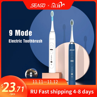 Seago 9 Models Inductive Charging Rechargeable Sonic Electric Toothbrush Tooth brush For Adult 3 Replacement Brush Head Gift
