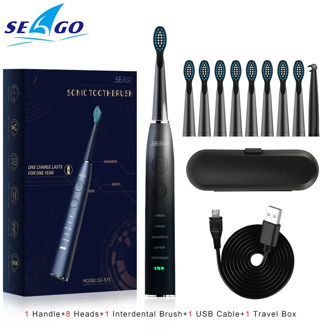 Seago Electric Sonic Toothbrush SG-575 USB Charge Rechargeable Adult Waterproof Electronic Tooth Brushes Replacement Heads Gift