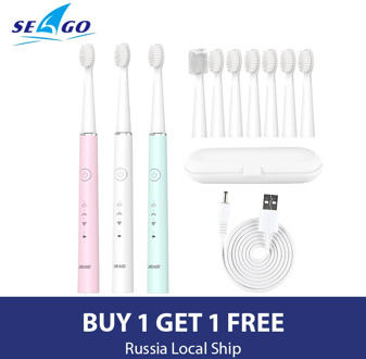 SEAGO Electric Toothbrush E9 Sonic Rechargeable Travel Waterproof Tooth Brush Buy 1 Get 1 Free 5 Mode Deep Clean Whiten Gift