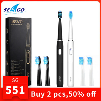 SEAGO Electric Toothbrush Rechargeable Buy One Get One Free Sonic Toothbrush 4 Mode Travel Toothbrush with 3 Brush Head Gift