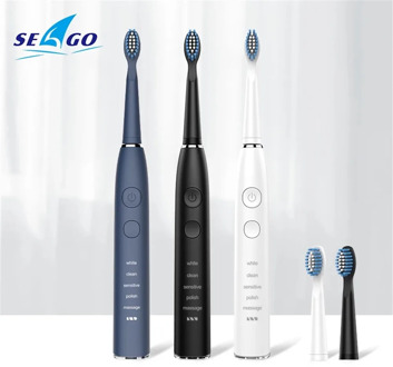 SEAGO Electric Toothbrush Smart Rechargeable Sonic for 5 modesclean gift Set with 4 Brush Heads & 1 Interdental brush SG575tool