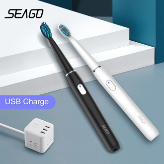 SEAGO Electric Toothbrush USB Rechargeable Adult Waterproof Sonic Tooth Brush 4 Mode Travel With 3 Brush Head Safety Gift