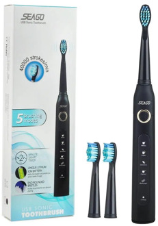 Seago Electric Toothbrush USB Rechargeable Smart Timer Acoustic Wave Toothbrush with 5 Optional Modes Dental Care Massage