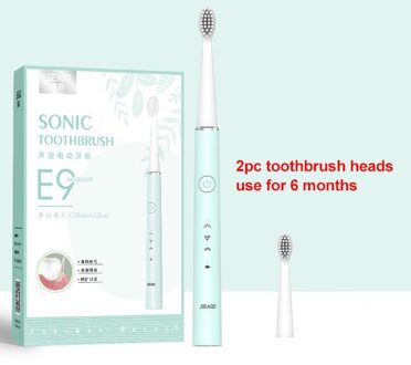 Seago Elektrische Tandenborstel Usb Oplaadbare Sonische Tandenborstel Voor Vrouwelijke En Meisje Met 3 Zachte Borstel Hoofden Geschenkdoos groen met 2stk heads