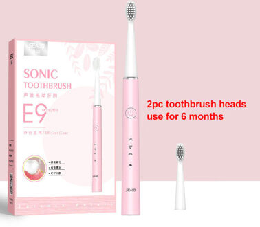 Seago Elektrische Tandenborstel Usb Oplaadbare Sonische Tandenborstel Voor Vrouwelijke En Meisje Met 3 Zachte Borstel Hoofden Geschenkdoos roze met 2stk heads