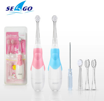 SEAGO Kids Electric Toothbrush sonic Suitable for 0-3 year Baby Safety BatteryTeeth brush Waterproof White LED Light Gift SG513