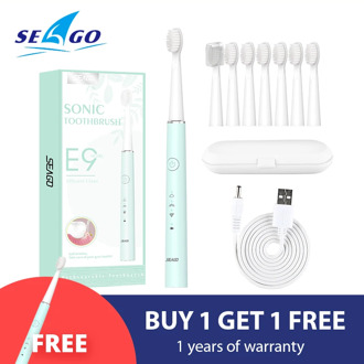 SEAGO Sonic Electric Toothbrush 360 Upgraded Automatic Rechargeable Tooth Brush Waterproof Replacement Brush Heads Gift SG548