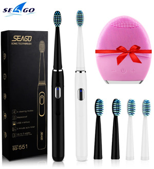 Seago Sonic Electric Toothbrush Recharge SG-551 Replace Brush Head 4mode Onekey Operate Sonic Vibrate Waterproof Brush Cleansing