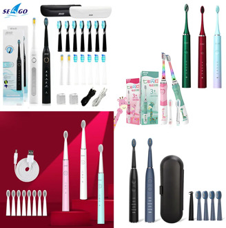 Seago Sonic Electric Toothbrush SG-507 548Adult Timer Brush 5 Mode USB Charger Rechargeable Tooth Brushes Replacement Heads Set