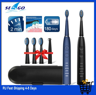 Seago Sonic Electric Toothbrush SG-575 Adult Timer Brush 5 Mode Usb Rechargeable Tooth Brushes Replacement Heads and Travel Box