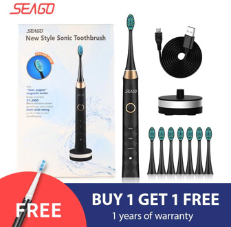 SEAGO Sonic Electric Toothbrush Upgraded Adult Rechargeable Wireless Waterproof Automatic Toothbrush with 3 Brush Heads Gift