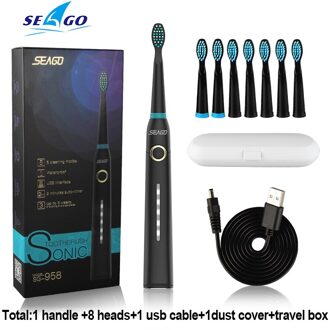 Seago Sonic Elektrische Tandenborstel Volwassen Usb Oplaadbare Verbeterde Ultra Sonic Tandenborstel Met Waterdichte Gezond Reizen SG958 Black3