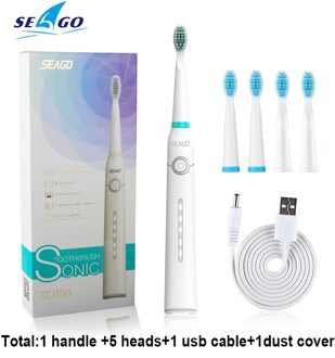 Seago Sonic Elektrische Tandenborstel Volwassen Usb Oplaadbare Verbeterde Ultra Sonic Tandenborstel Met Waterdichte Gezond Reizen SG958 wit