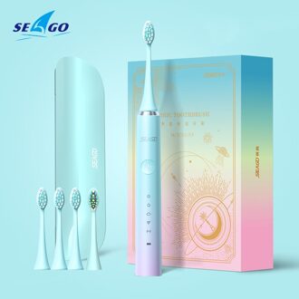 Seago Sonische Elektrische Tandenborstel 5 Modi Waterdichte Fasth Hoofd Volwassen Borstel Usb Opladen S2 Paar S5-JBLv