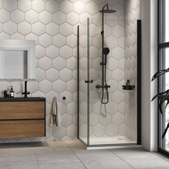 Sealskin Douche Hoekinstap Hooked - 90x90x200cm - 6mm Helder Veiligheidsglas - Mat Zwart