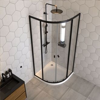 Sealskin Douchecabine Hooked - Kwartrond - 90x90x200cm - Mat Zwart