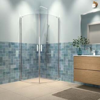 Sealskin Douchecabine Inc. kwartrond tweedelig 8 mm helder veiligheidsglas met antikalklaag 90x90x200 cm Zilver