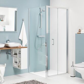 Sealskin Douchecabine Sealskin Get Wet Compact Vouwdeur Vierkant 90x90x195cm Chroom/Zilver Hoogglans Helder Glas
