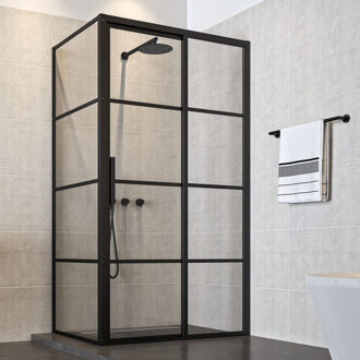 Sealskin Douchecabine Sealskin Soho 140x70 cm Met Schuifdeur Rechts Hoekcabine 8 mm Helderglas Mat Zwart