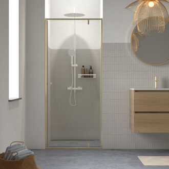 Sealskin Douchedeur Contour 90 X 200cm - Goud Profiel - 6 Mm Helder Glas