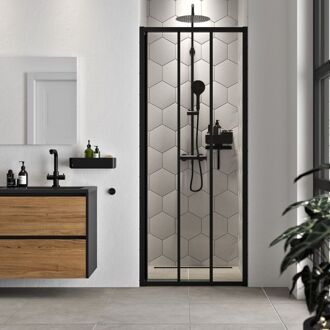 Sealskin Douchedeur Hooked 90 X 200cm - Matzwart Profiel - 6 Mm Helder Glas