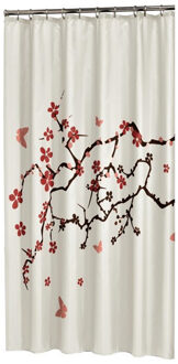 Sealskin douchegordijn Blossom - Polyester - 180 x 200 cm - Rood Beige#Rood
